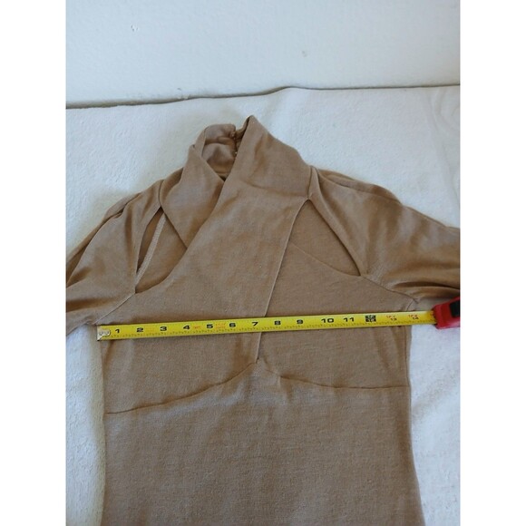 ASTR THE LABEL Wrap Neck Cutout Long Sleeve Brown Knit Dress Small - Picture 15 of 16